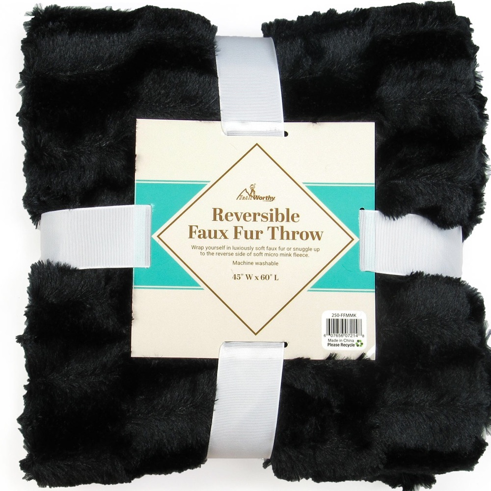 Black Faux Fur Throw
